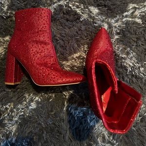 Red Sparkly Heeled Boots